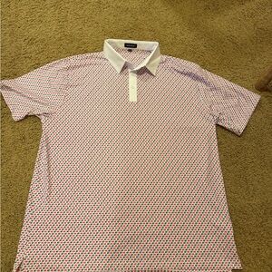 Modern Micro-Print Polo in Red and White Trump